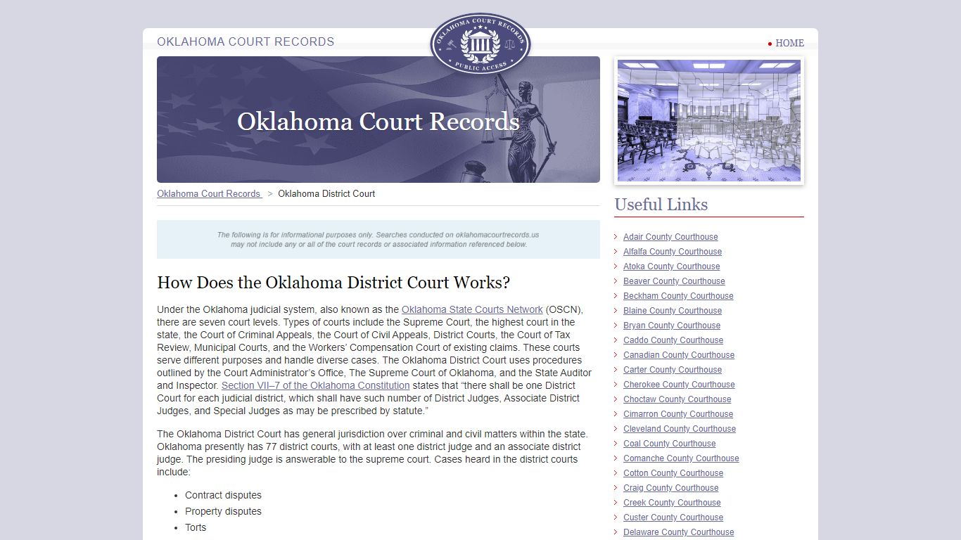 How Does the Oklahoma District Court Works? - Oklahoma Court Records